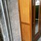 Vintage Parisian wardrobe with one mirrored door from the 60s in pine and wood