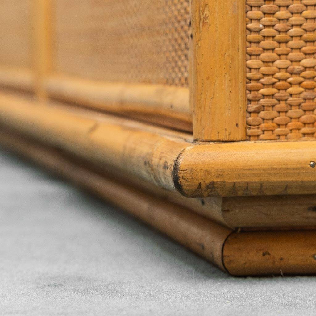 Bamboo and rattan sideboard 1970s vintage modernism