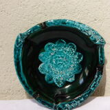 Vintage 1950s/60s blue and turquoise glazed ceramic ashtray, collector's item