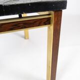 Coffee table with slate plate, frame of gilded metal and rosewood by Bendixen Design from the 1970s.