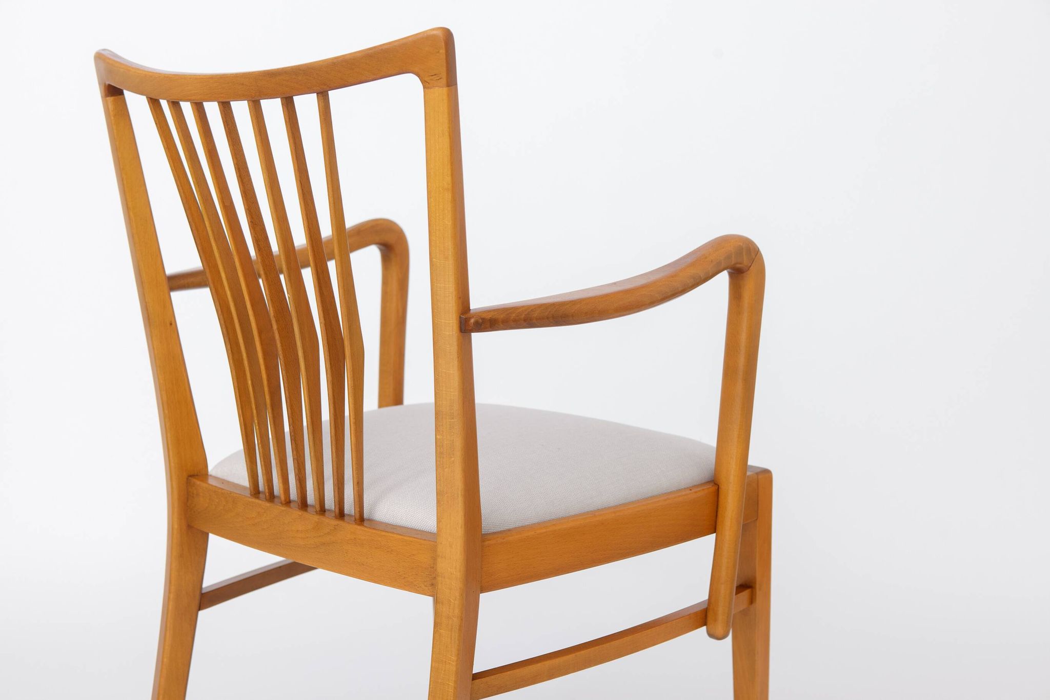 Vintage 1950s German Armchair | Solid Beech Wood | Newly Upholstered Chair