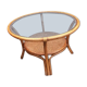 Table basse circulaire en bambou, plateau verre