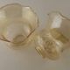 Set of 2 Vintage Glass Bell Shades in Smoked Amber Glass with Scroll Motif 5597