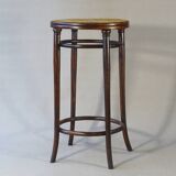 Stool: Bentwood, by Fischel around 1900, caned.