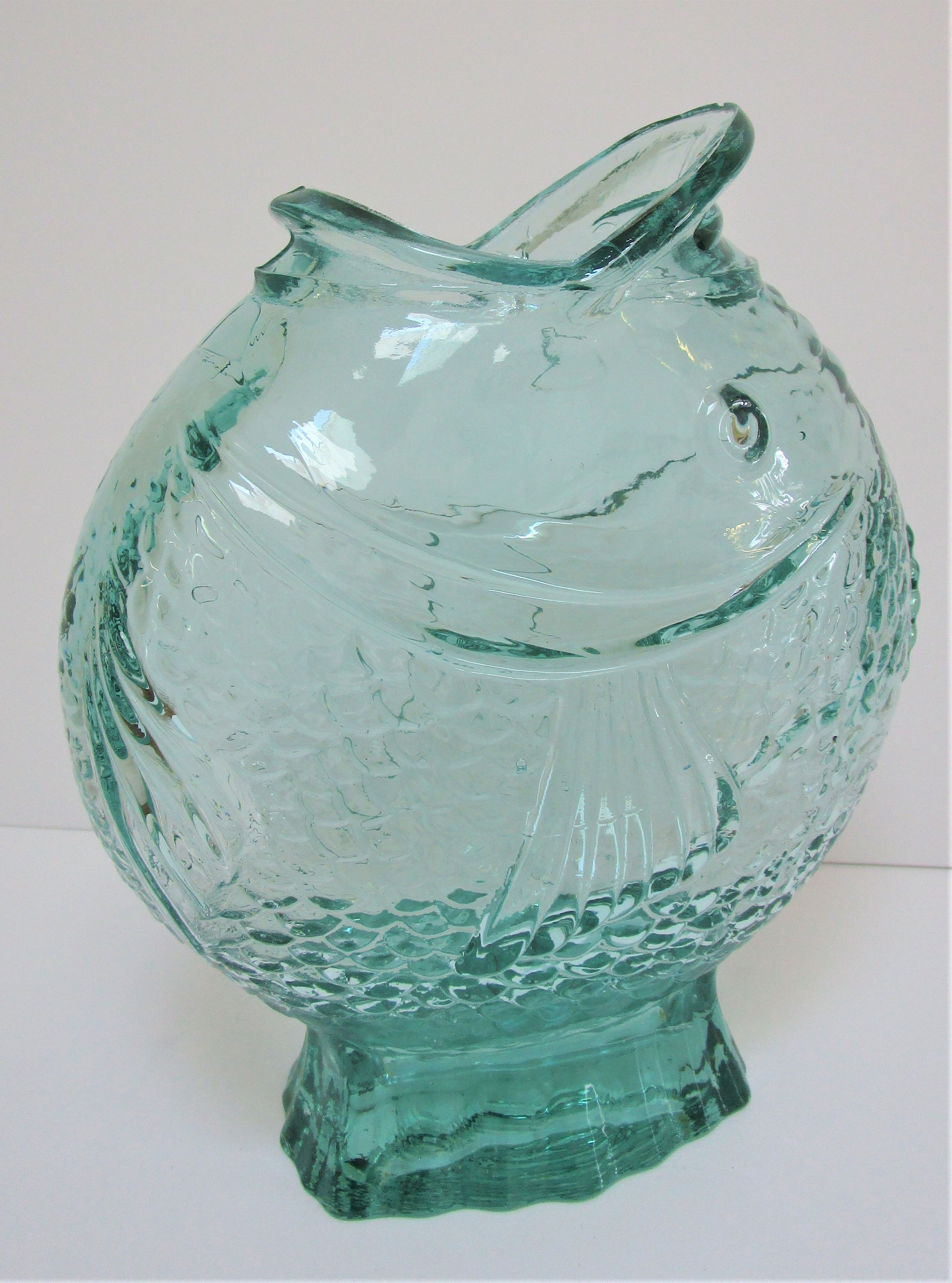 Zoomorphic vase fish glass 70s