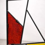 Mid-century modern geometric room divider with textured coloured glass, 1970s–1980s