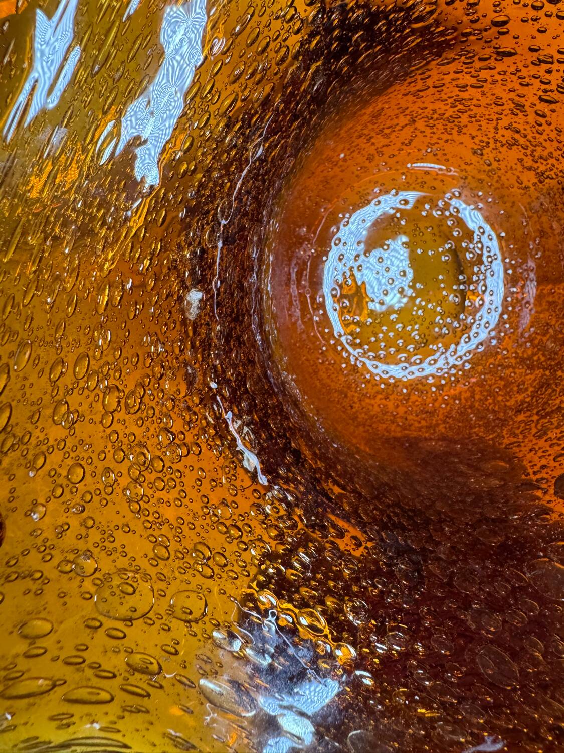 Amber blown glass empty pocket from the 60s