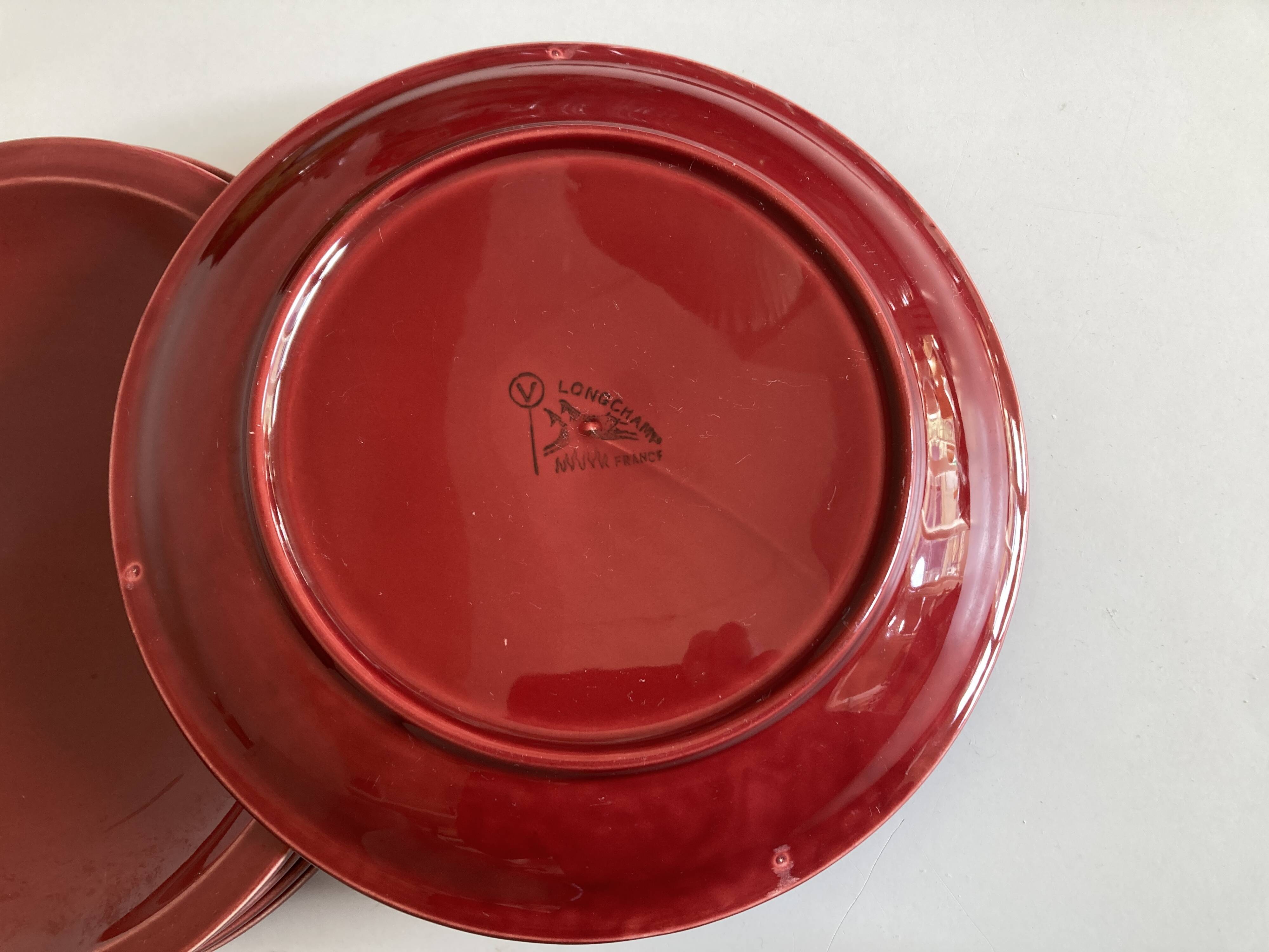Set of 5 flat plates mid-century 1970 Longchamp earthenware