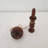 Old wooden Bilboquet - wood color Height 16 Cm