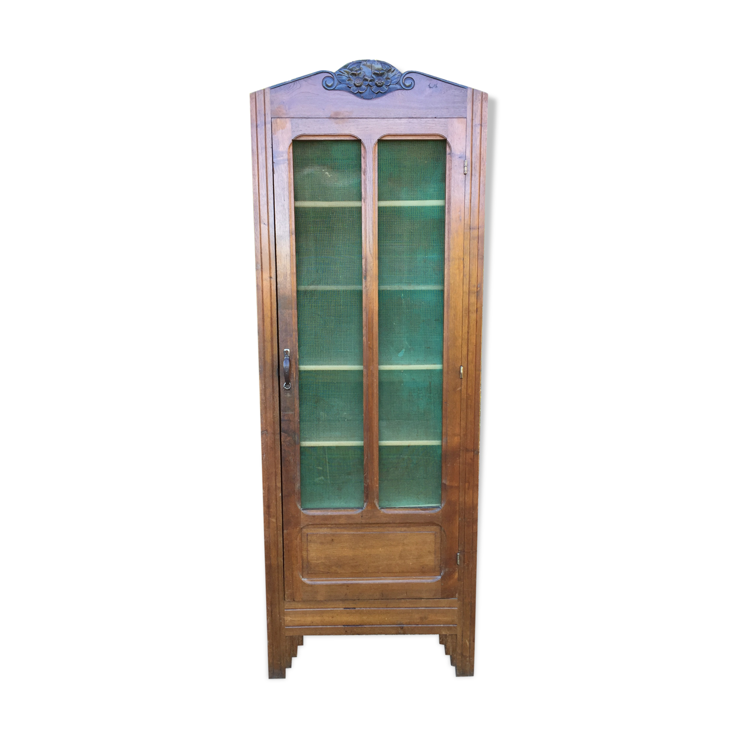 Vintage mesh cabinet in solid oak rococo period 1930