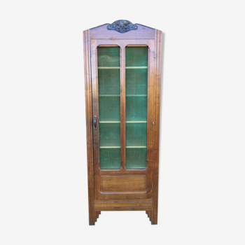 Armoire bonnetière vintage grillagée en chêne massif rococo d’époque 1930