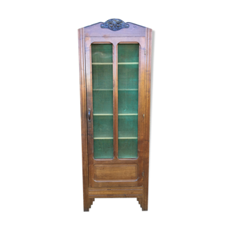 Armoire bonnetière vintage grillagée en chêne massif rococo d’époque 1930