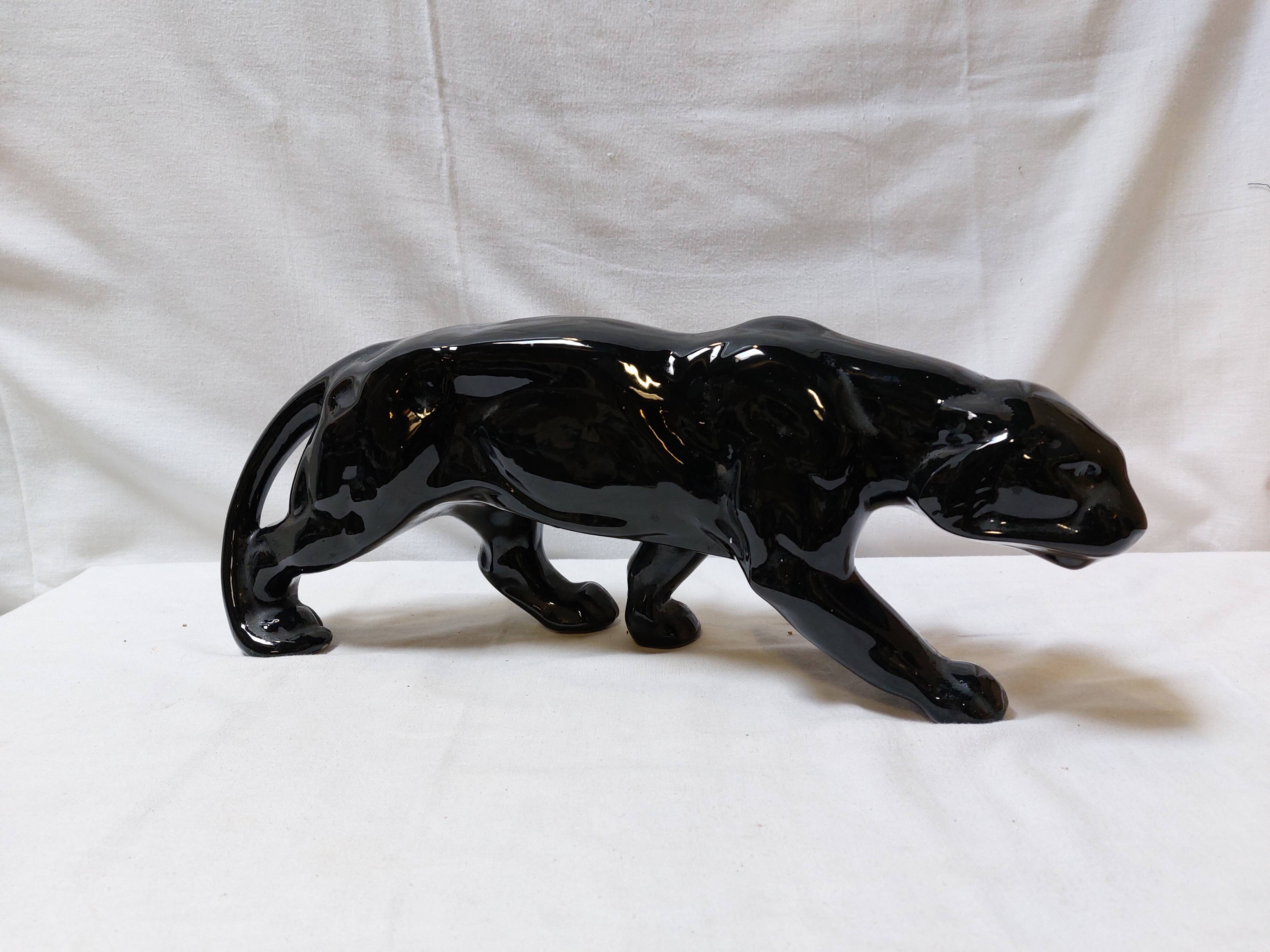 Art Deco Style Black Panther Ceramic