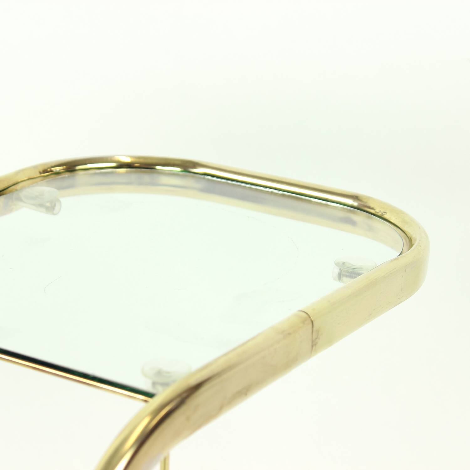 Table d'appoint en laiton et verre, Italie, 1970