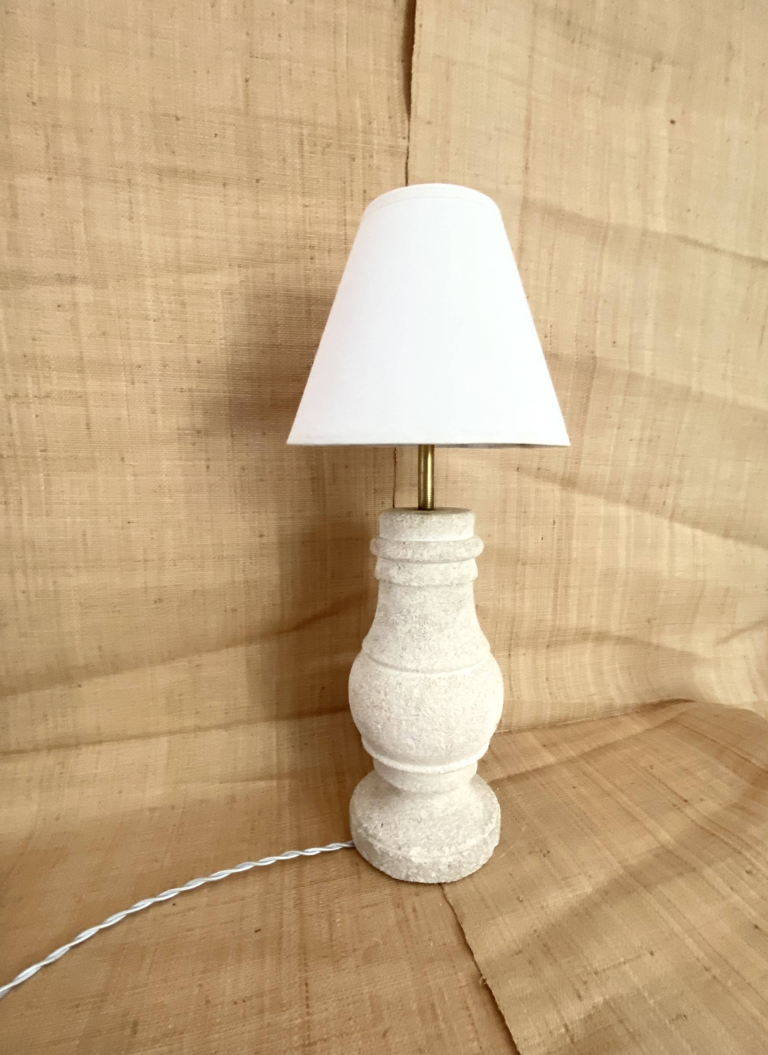 Stone lamp, fabric cable 2M, cotton shade
