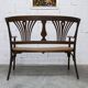Fischel bench 1930 curved wood artisanal cane handmade