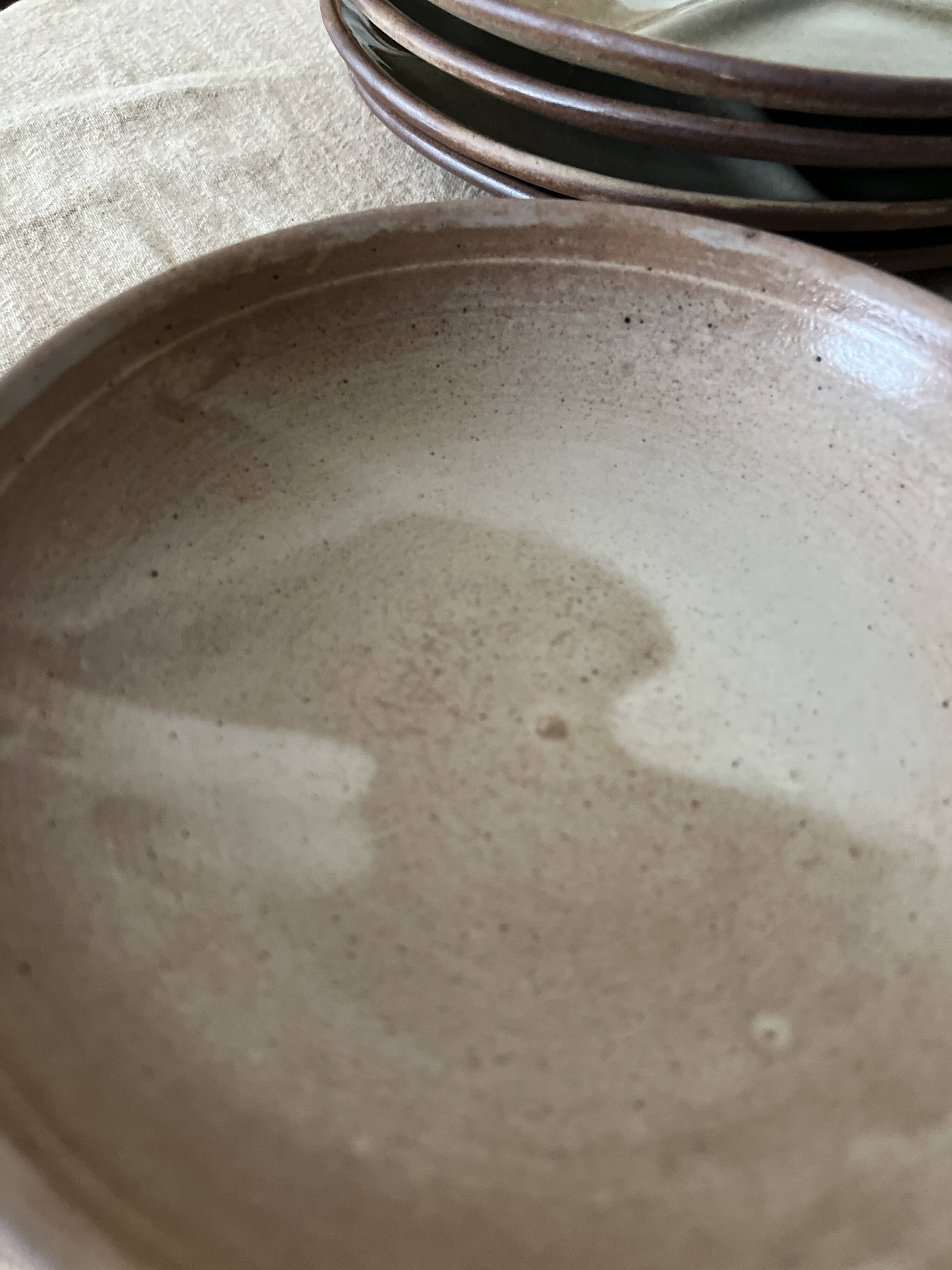 small salad bowl / deep dish in enamelled stoneware, France 1970