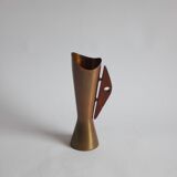 Copper and teak vase by Dahlmann, Germany 1950s
