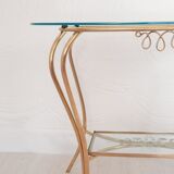 Console - table basse - laiton et verre - vintage.