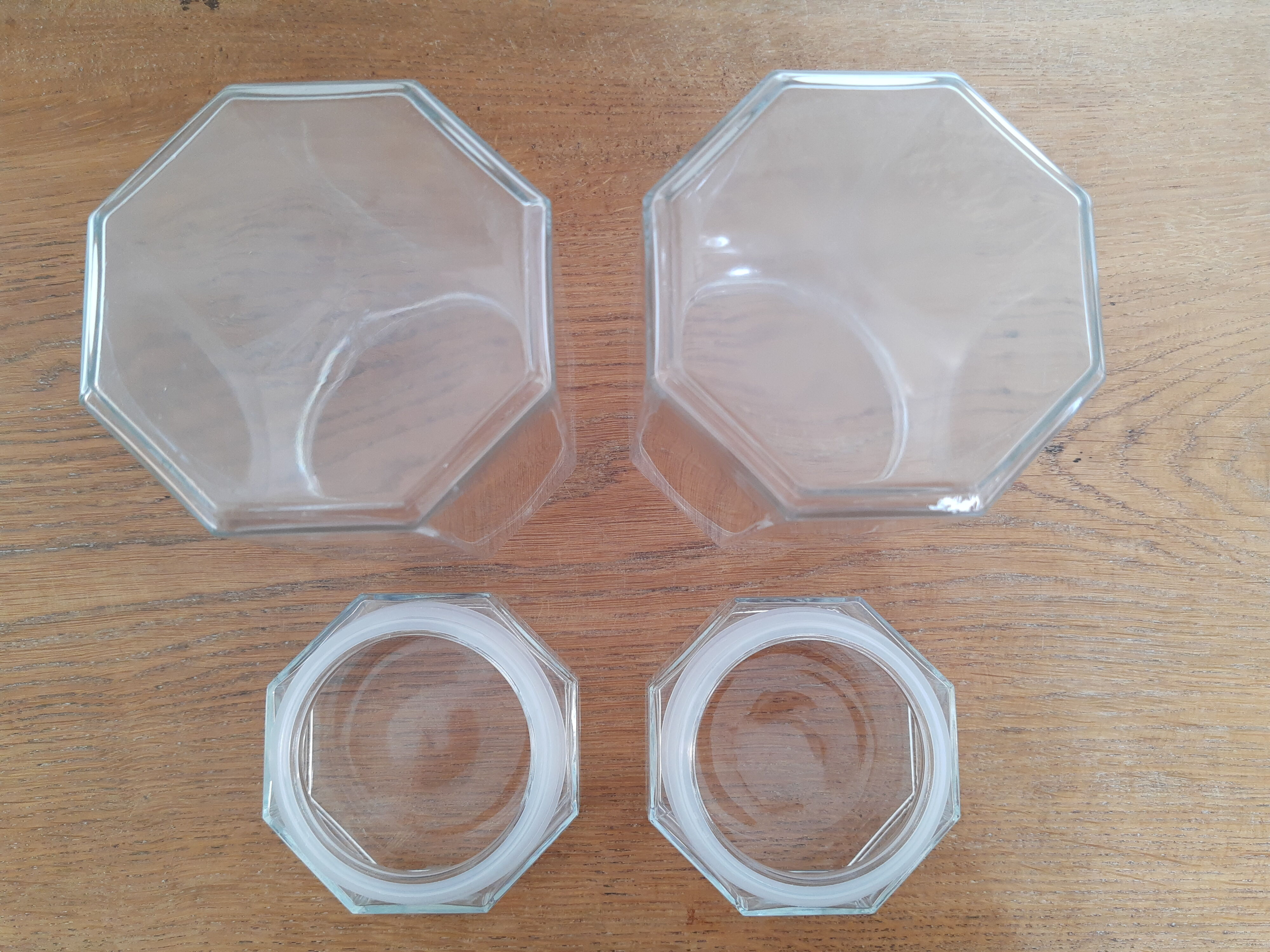 Pair of vintage Luminarc glass jars
