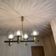 Vintage metal painted chandelier, brass and glass.