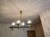 Vintage metal painted chandelier, brass and glass.
