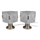 1970s Pair of Brass/Glass Table Lamps by Kamenicky Senov, Czechoslovakia