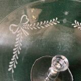 Old compote bowl, standing bezel in engraved crystal circa 1900