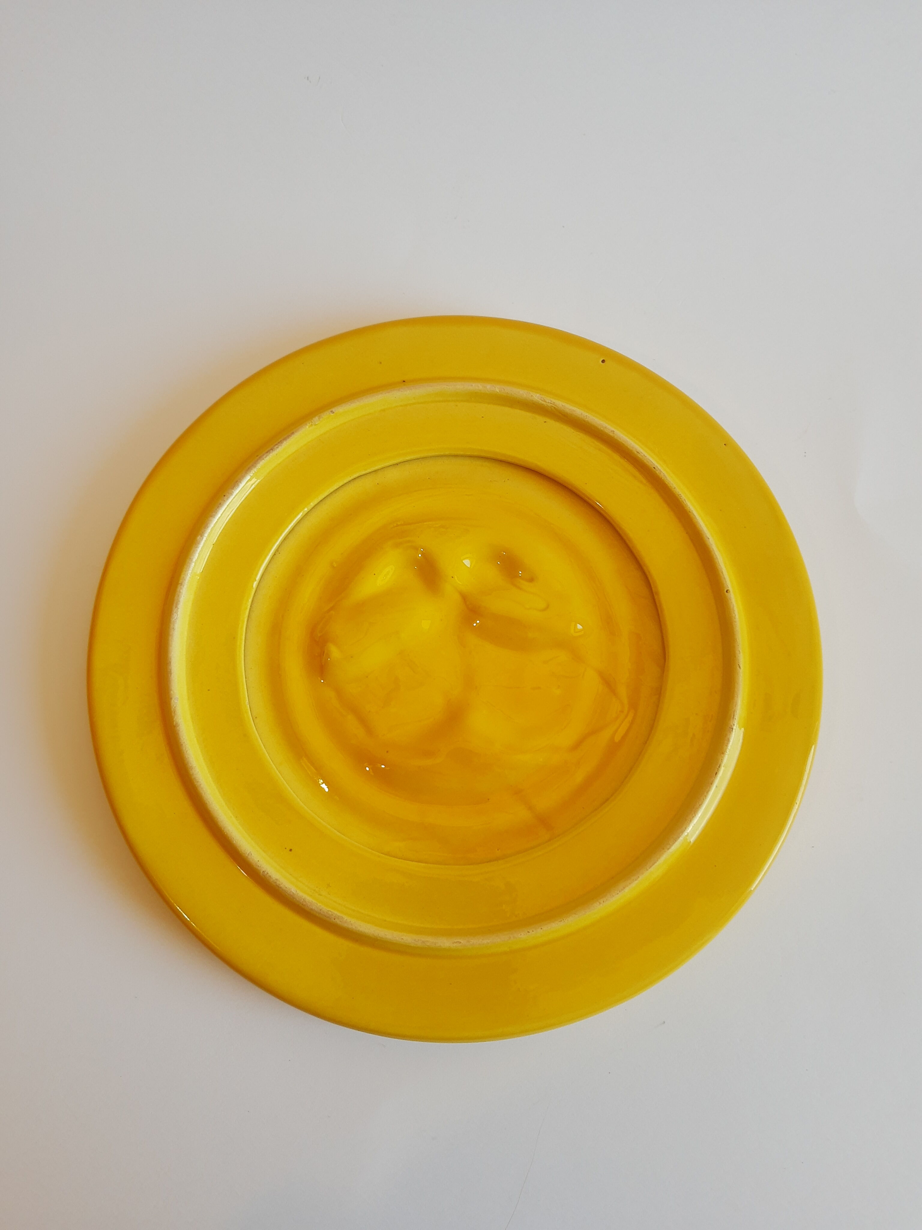 Vintage art deco duck yellow slip coaster