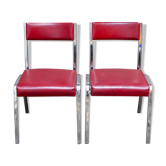 Pair of red leatherette chairs