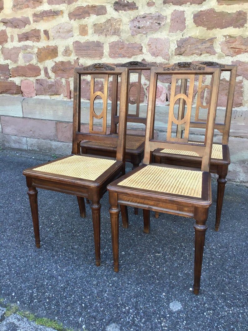 Set of 4 French chairs louis XVI vintage 30s Provence