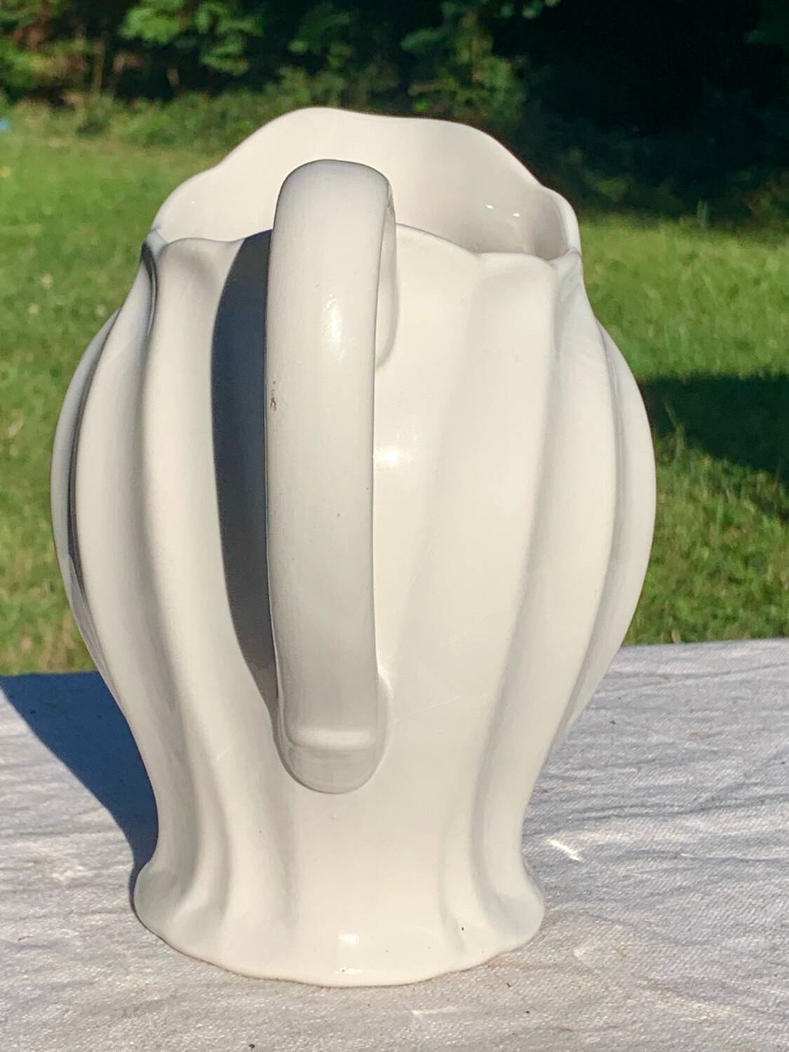 Vintage pink flower slip pitcher