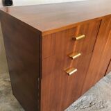 Vintage enfilade 1960-1980's blond walnut veneer handles brass