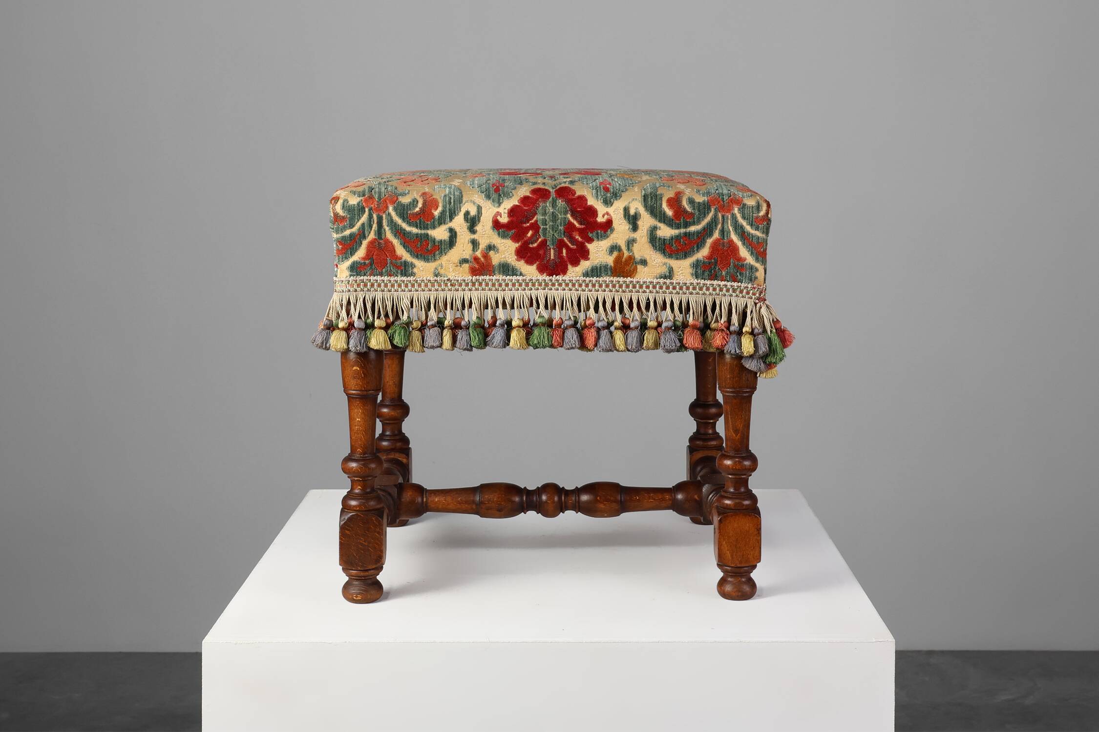 Early 20th Century Wood & Fabric footstool, France