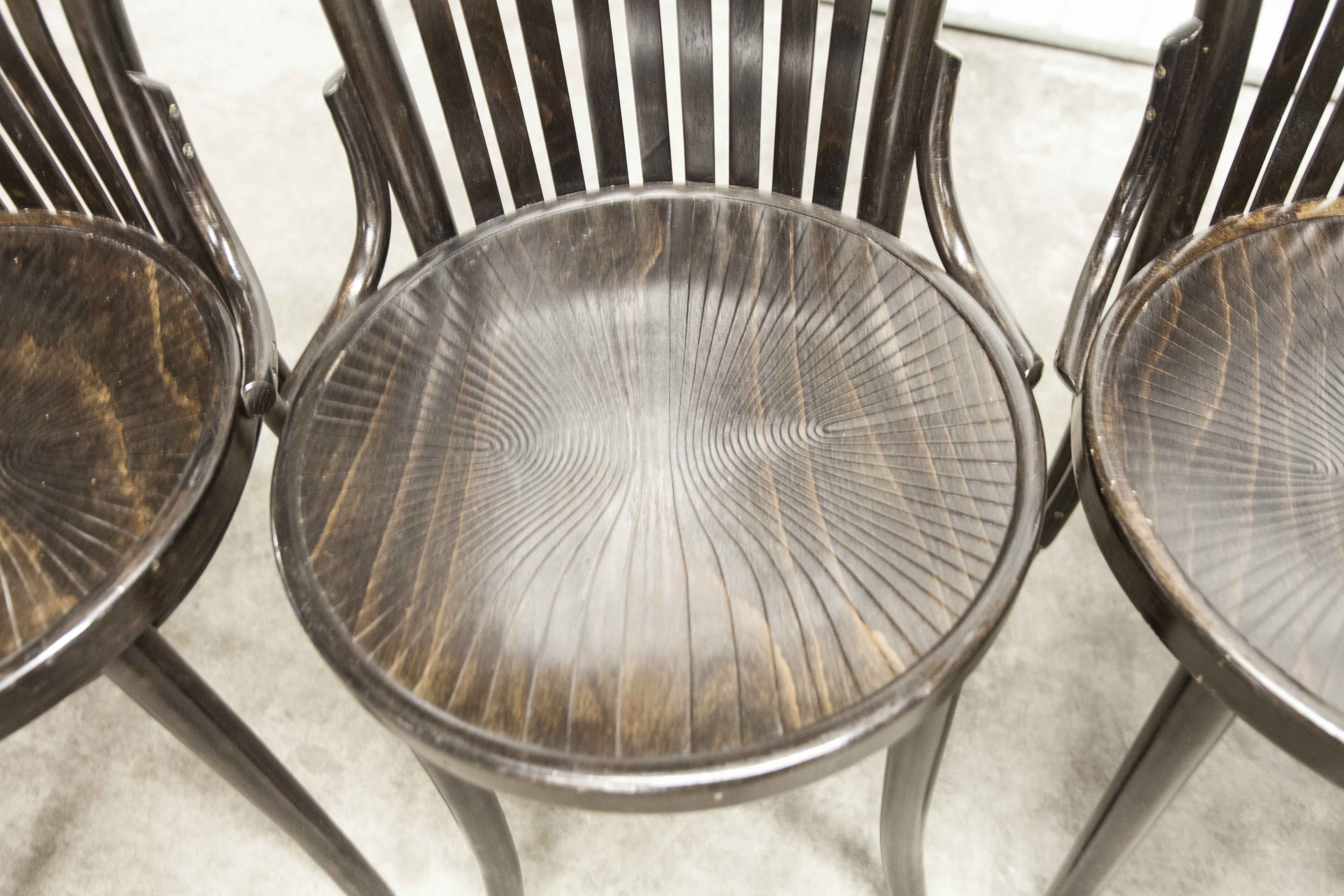 Set of 6 chairs Bistrot Baumann ref 22 curved wood