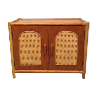 Sideboard wood, bamboo and rattan