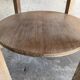 Art Deco round oak side table in light weathered oak with lower shelf, geometric three-leg design