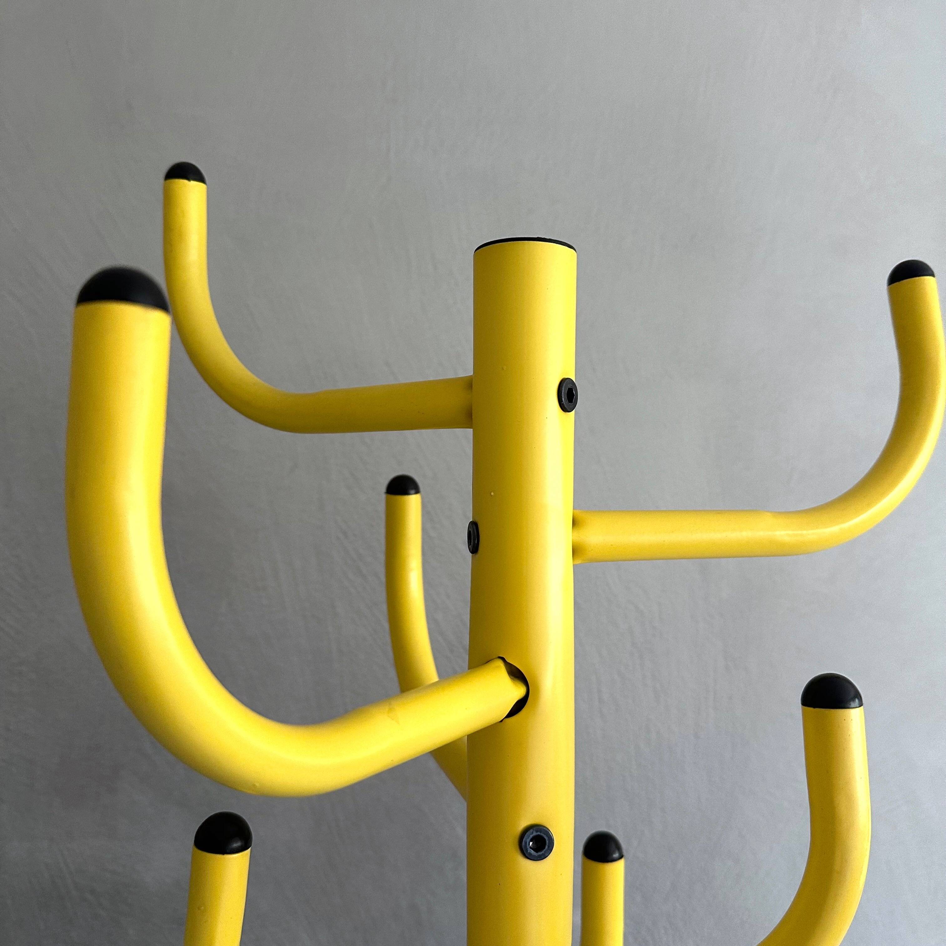Vintage coat rack yellow, coat rack metall, 80's