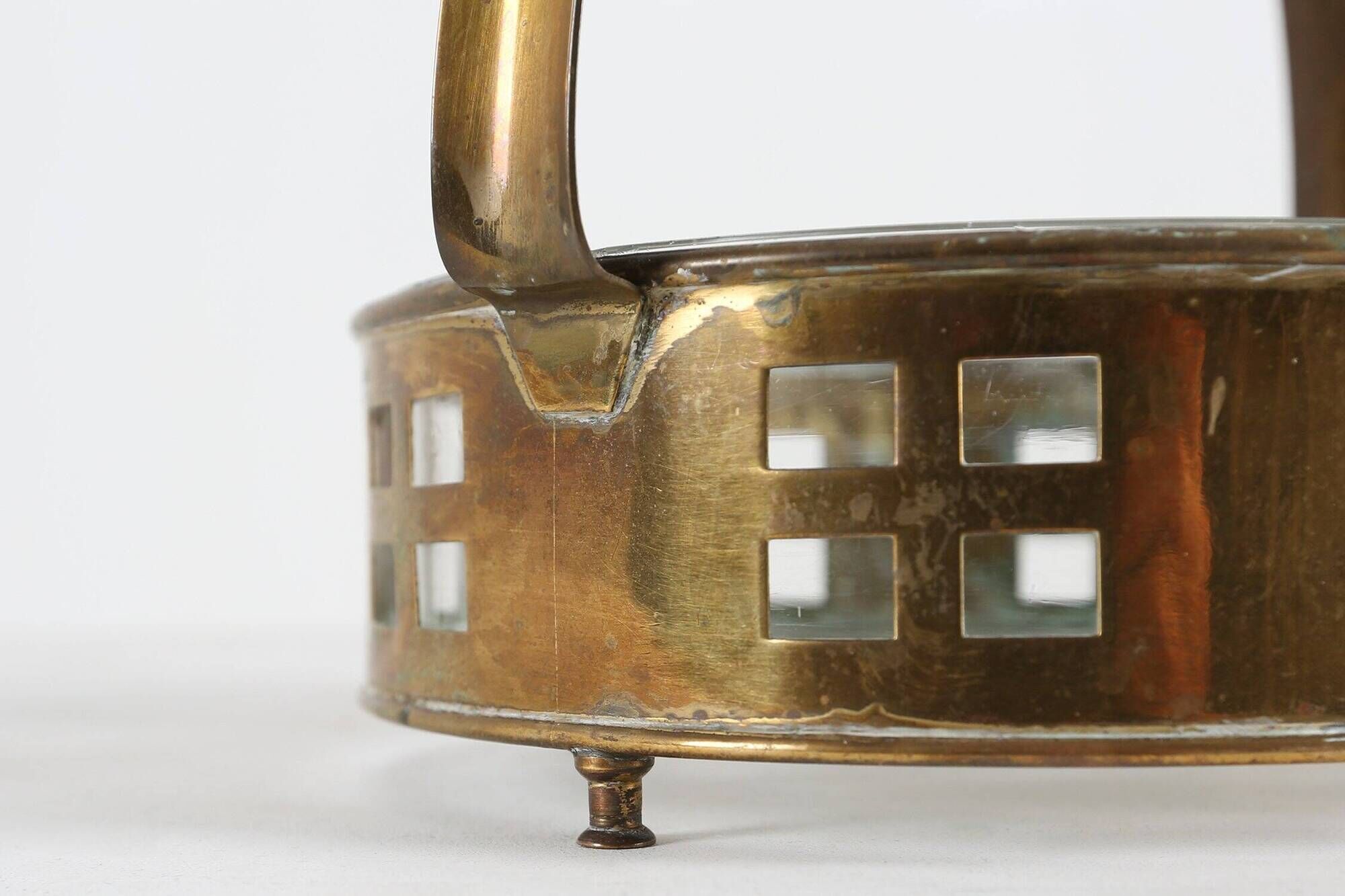 Art Deco Austrian Fruit Basket in Copper and Glass, 1920