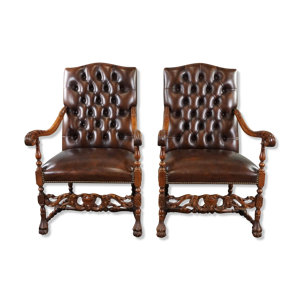 Set de 2 fauteuils Chesterfield