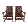 Set de 2 fauteuils Chesterfield en cuir de vachette