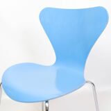 Set Of 5 Seven Chairs Model 3107 In Light Blue By Arne Jacobsen From 1980s