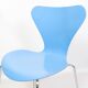 Lot de 5 chaises Seven modèle 3107 en bleu clair par Arne Jacobsen des années 1980