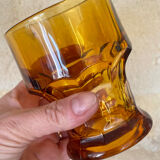 6 amber smoked glass orangeade glasses made in Italy
