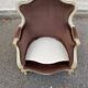 Louis XV cabriolet armchair in solid wood, beige with brown velvet fabric.