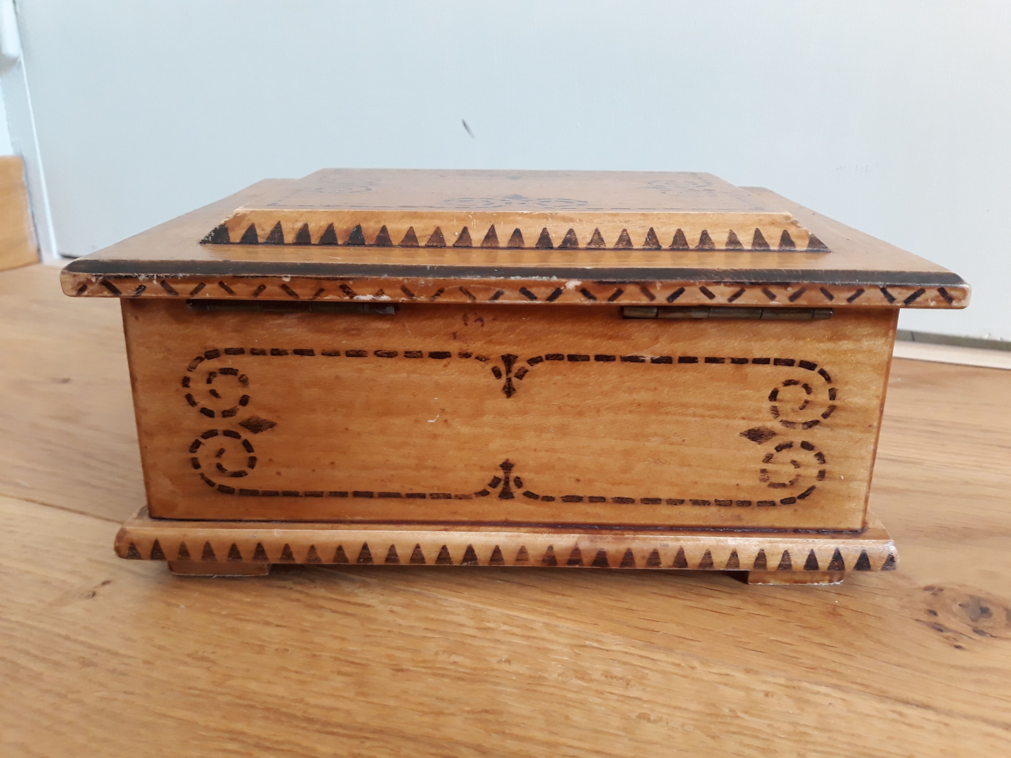 Jewelry box with wooden compartments