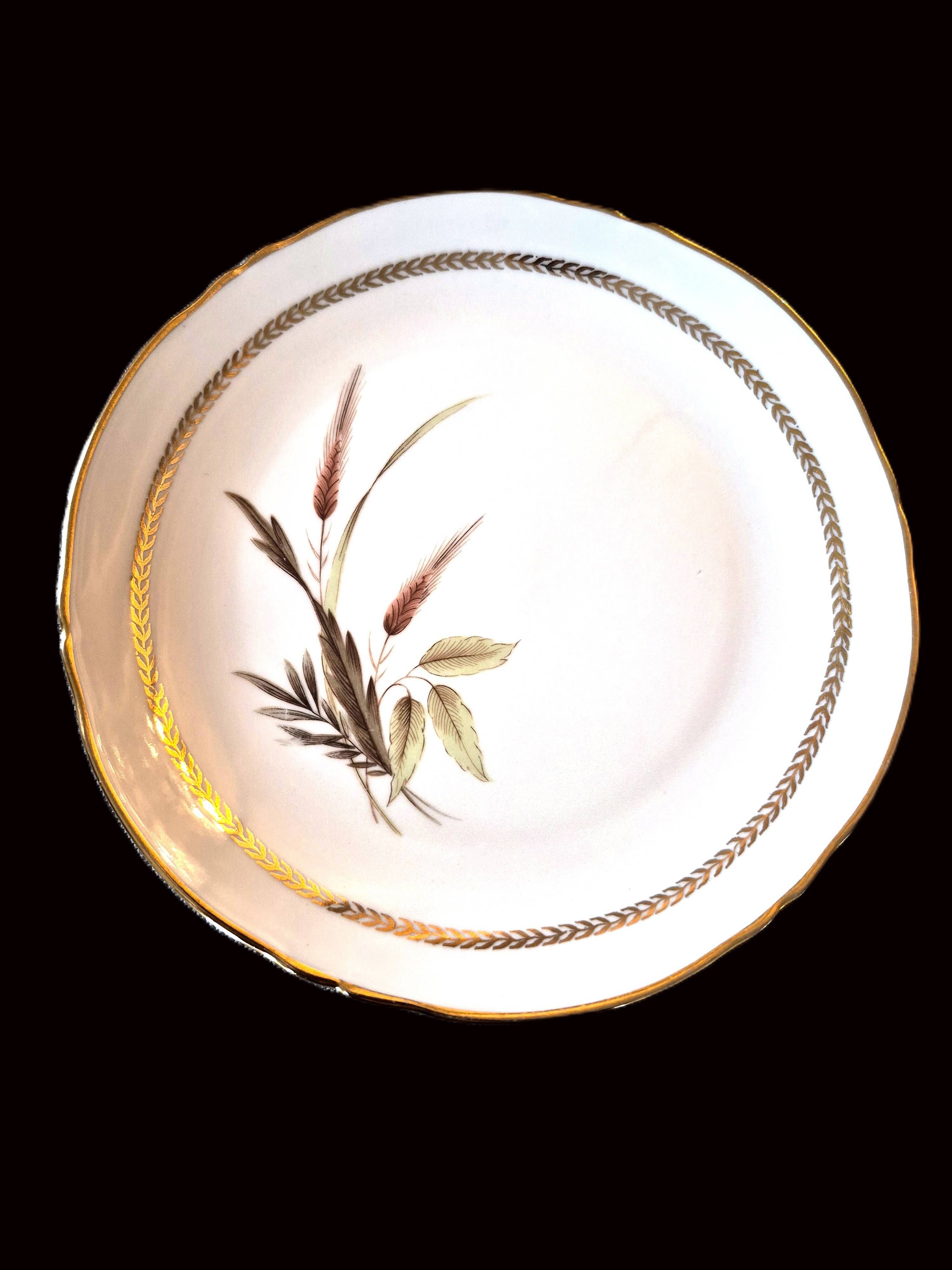 Set of 8 vintage dessert plates in porcelain – Wheat Ear pattern