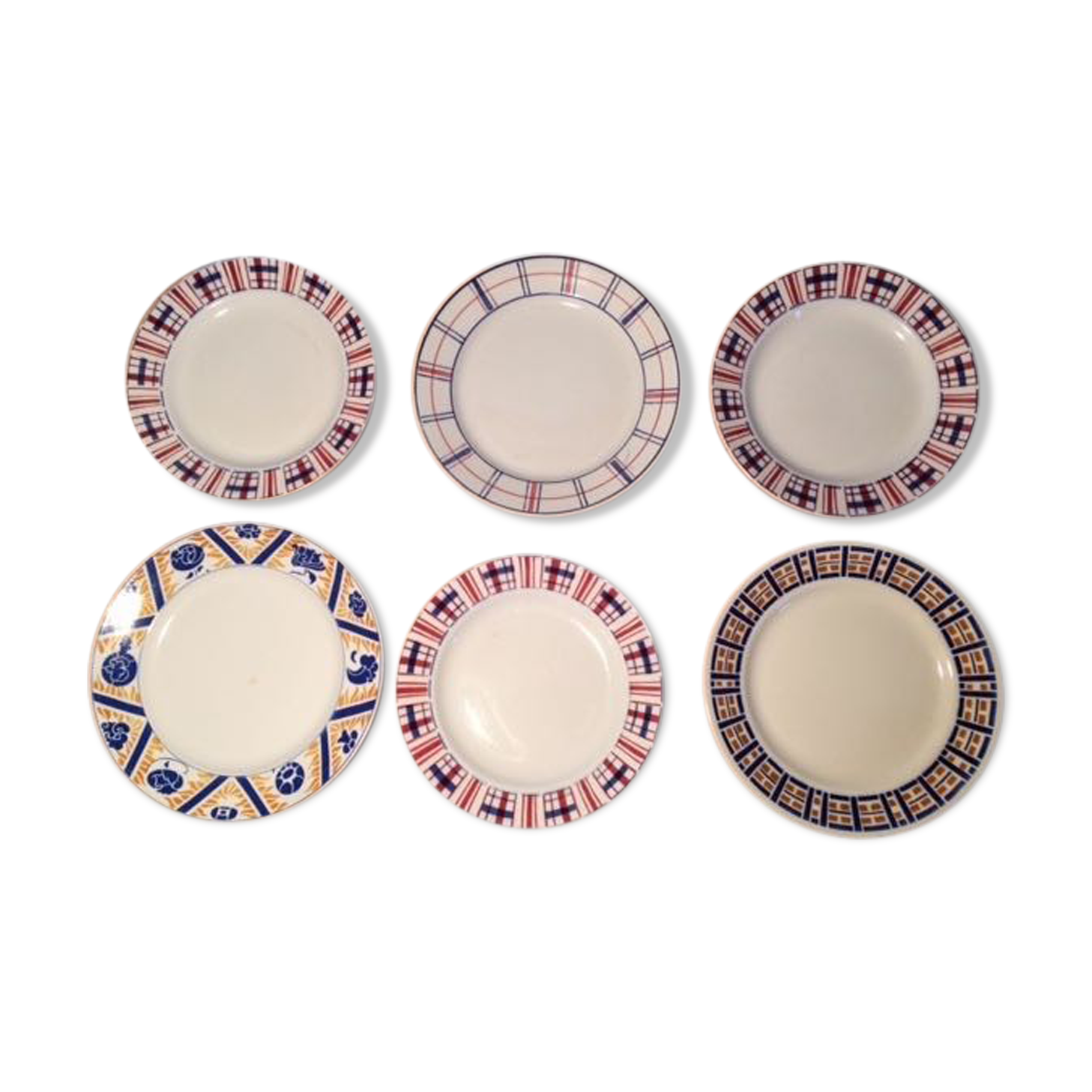 Assortment of blue tones dessert plates