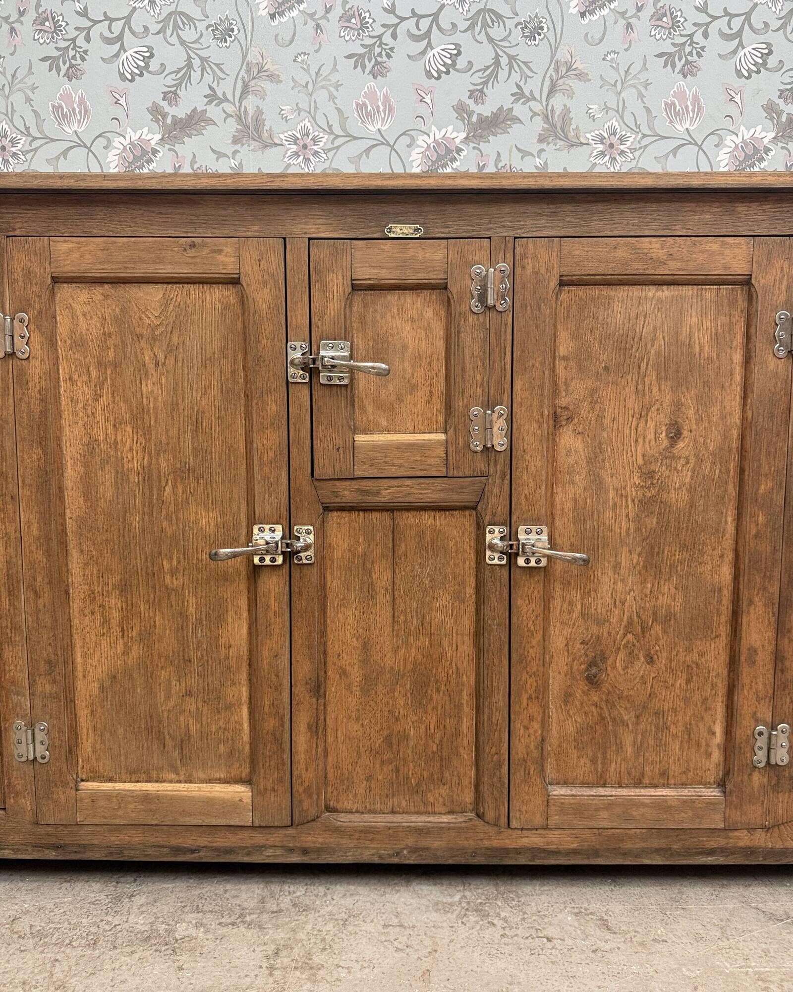 Old bar icebox in oak and zinc - sideboard (renovated)