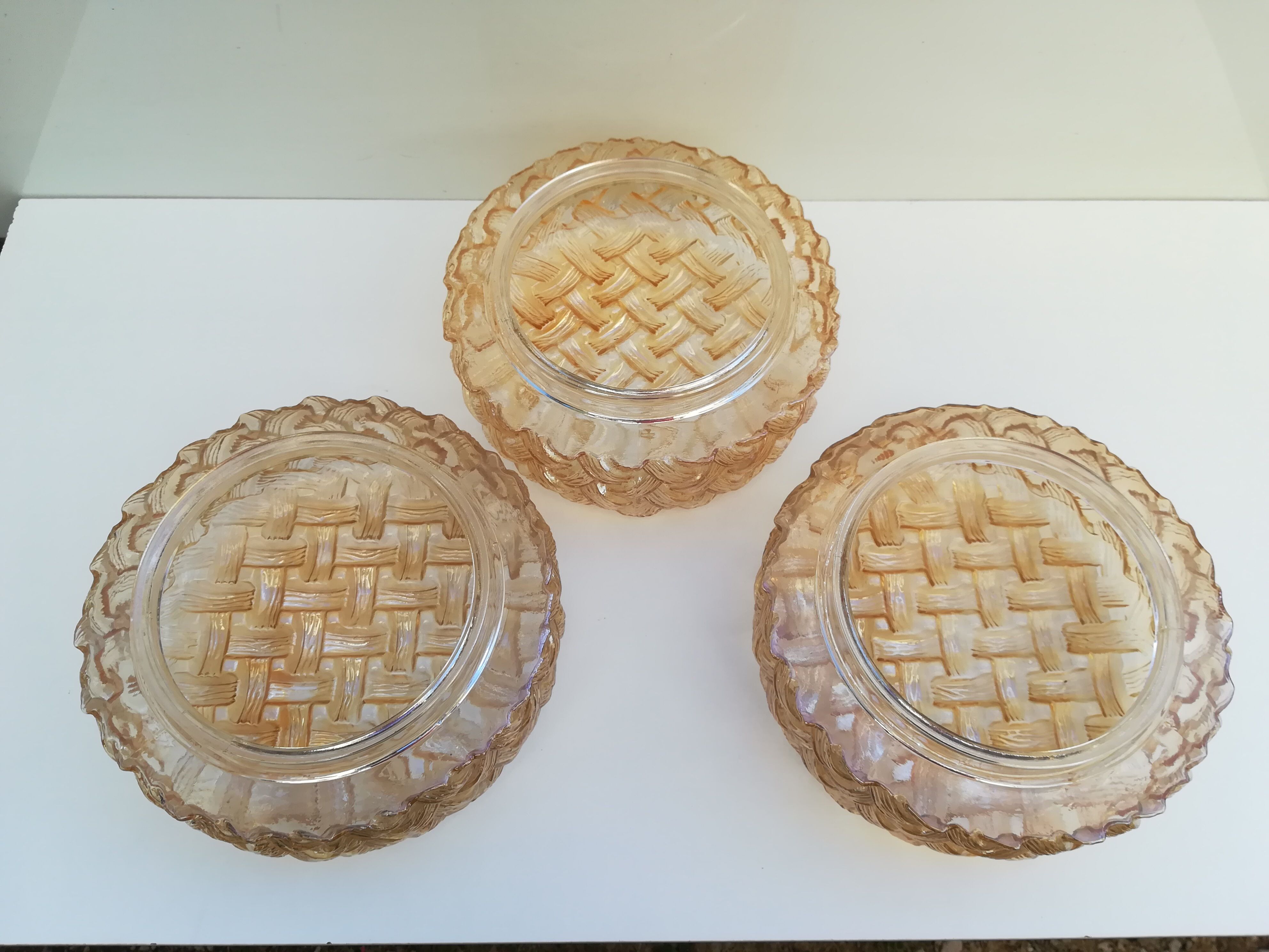 Three plafonniers in verre souffle